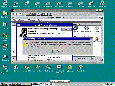 Suspended Windows 3.1 in Windows 95